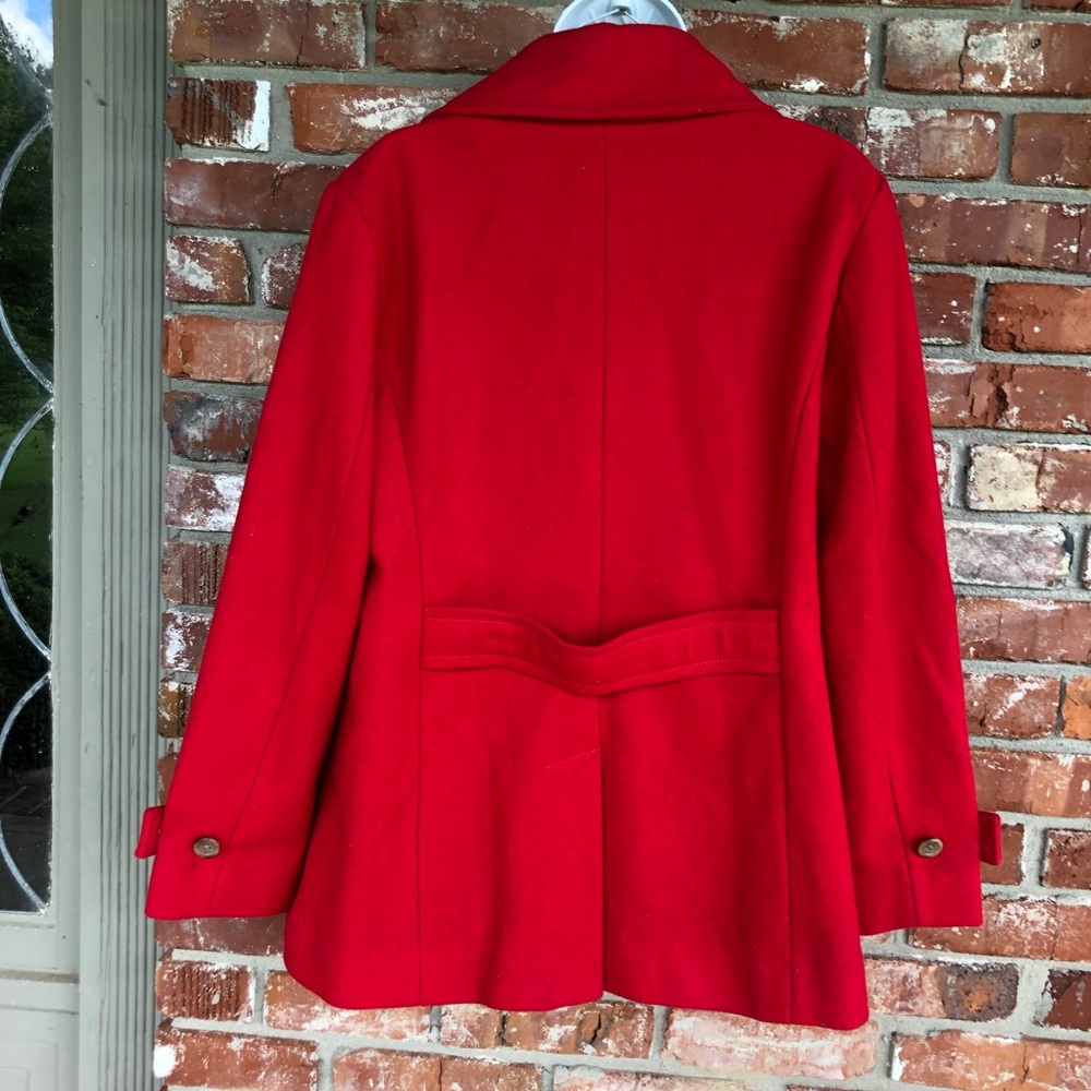 Lands' End red wool pea coat size 6 - Picture 6 of 11